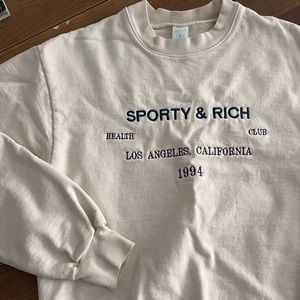 Sporty & Rich Cream and Navy embroidered sweatshirt
